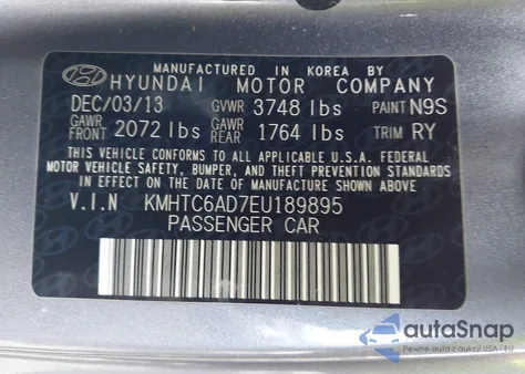 2014 Hyundai Veloster Base W/Black z USA, uszkodzony, nr VIN KMHTC6AD7EU189895